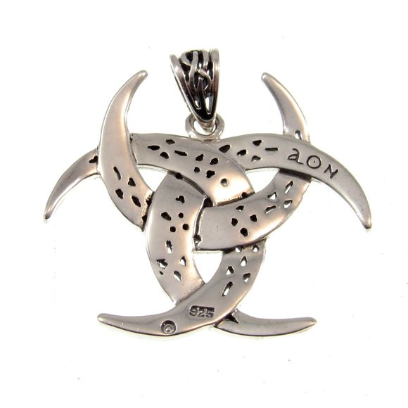 Handcrafted Solid 925 Sterling Silver Triple Trinity Celtic Moons Pendant - Picture 5 of 5